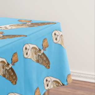 Barn owl bird cartoon illustration tablecloth
