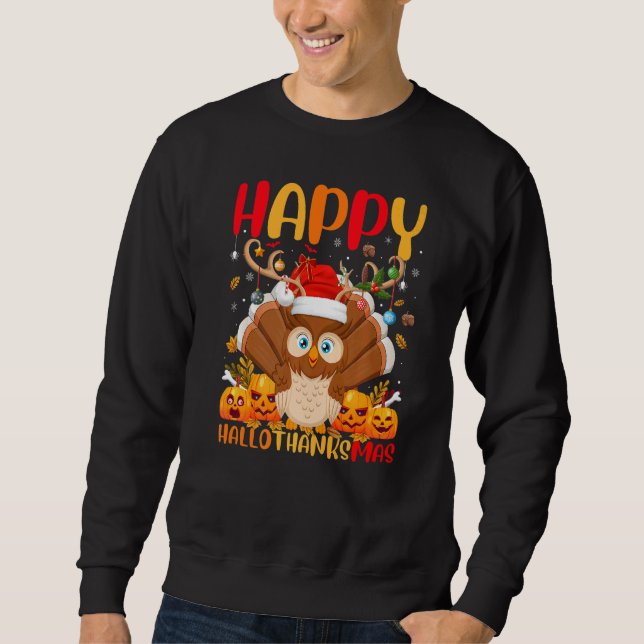 Barn Owl Bird  Happy Barn Owl Hellothanksmas Sweatshirt (Front)