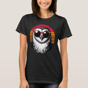 Barn Owl Bird Sunglasses Sunset Retro Style Vintag T-Shirt