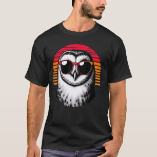 Barn Owl Bird Sunglasses Sunset Retro Style Vintag T-Shirt