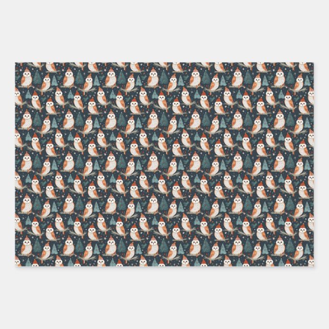Barn Owl Christmas Wrapping Paper (Front)