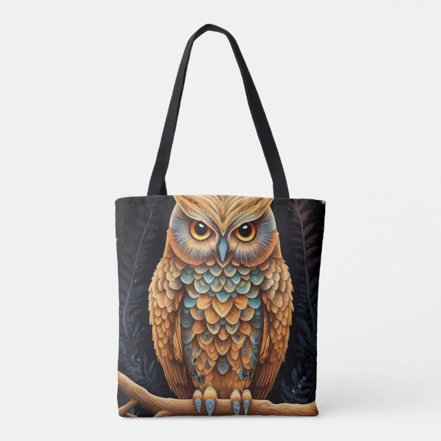 Barn Owl Colorful Tote Bag (Back)