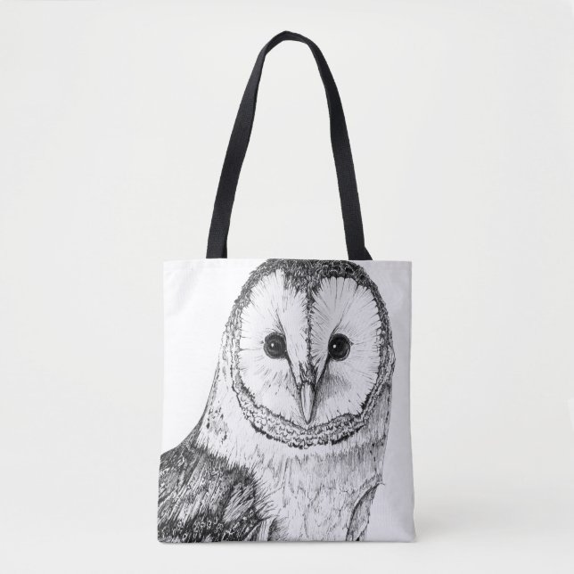 Barn Owl - Drawing In Black Pen Tote Bag (Front)