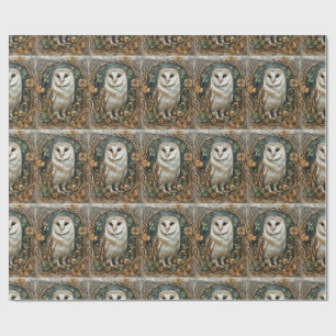 Barn Owl iCeltic Forest Frame Pagan Nature Spirit Wrapping Paper