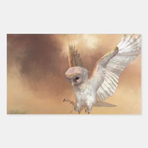 Barn Owl in Flight Digital Painting Rectangular Sticker