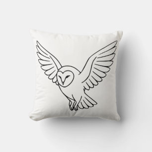 Barn Owl in Flight Line Art Cushion