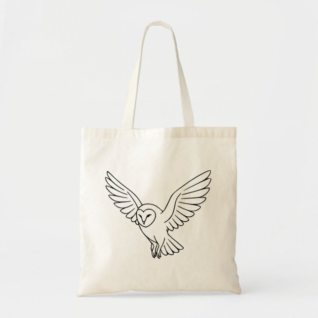 Barn Owl in Flight Line Art Tote Bag (Front)