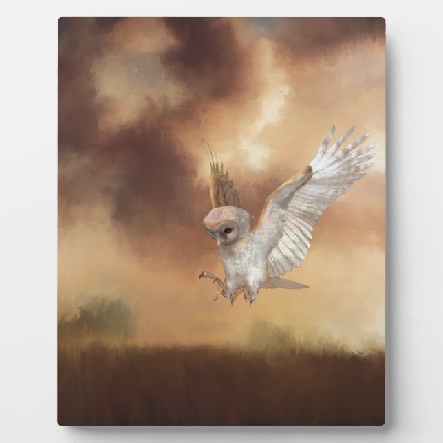 Barn Owl in Flight  Plaque (Front)