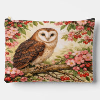 Barn Owl in Flower Tree Accessory Pouch