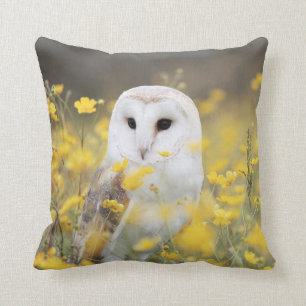 Barn Owl In Meadow Throw Pillow