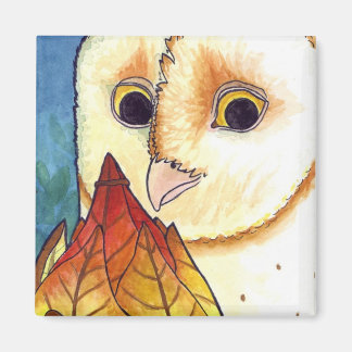 Barn Owl Leaf Lantern Magnet