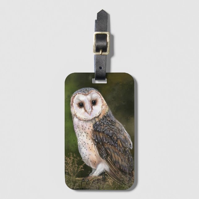 Barn Owl Luggage Tag (Front Vertical)