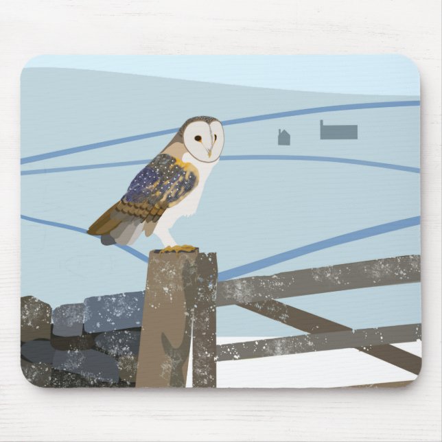 Barn owl Mouse mat (Front)