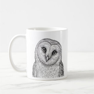 Barn Owl Mugs White Black Art Coffee