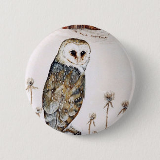 Barn Owl on the hunt 6 Cm Round Badge