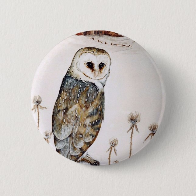 Barn Owl on the hunt 6 Cm Round Badge (Front)
