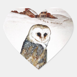 Barn Owl on the hunt Heart Sticker
