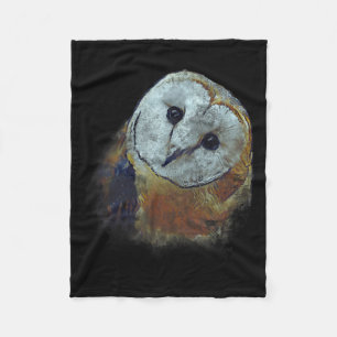 Barn Owl Painting Owl Art Fleece Blanket
