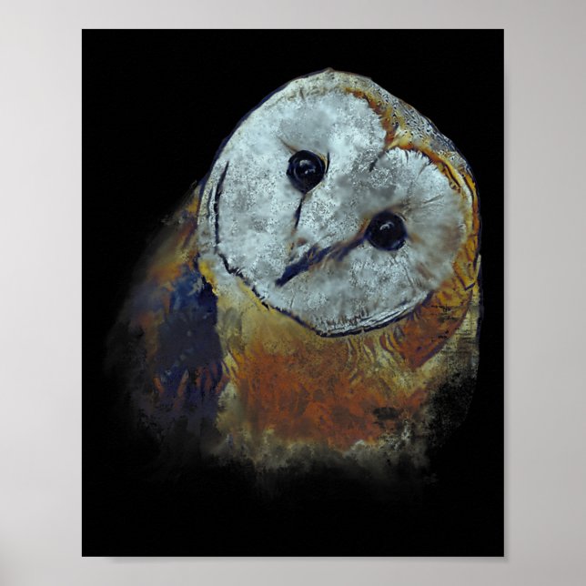 Barn Owl Painting Owl Art  Poster (Front)
