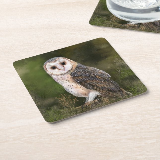 Barn Owl Paper Coaster (Angled)