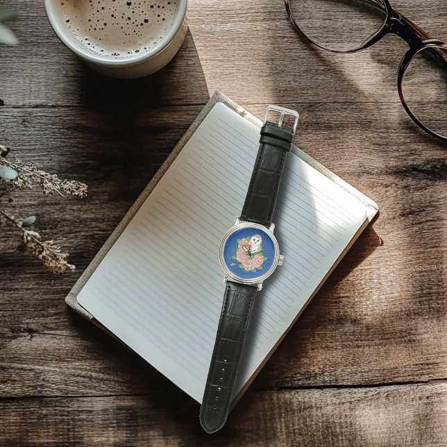 Barn Owl Pink Flowers Blue Watch (Creator Uploaded)