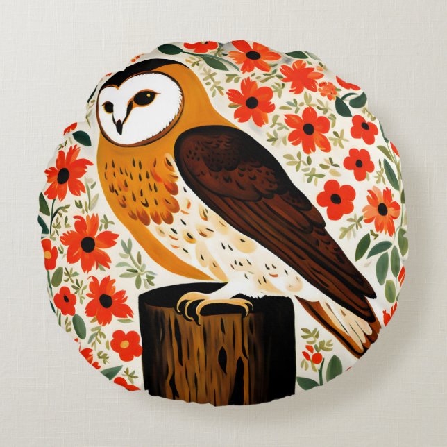 Barn Owl Round Cushion (Front)