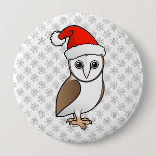Barn Owl Santa 10 Cm Round Badge