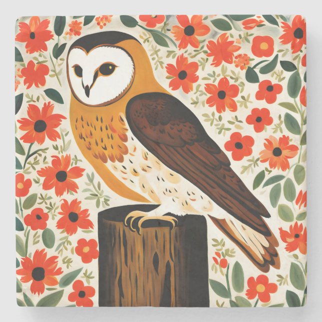 Barn Owl Stone Coaster (Front)