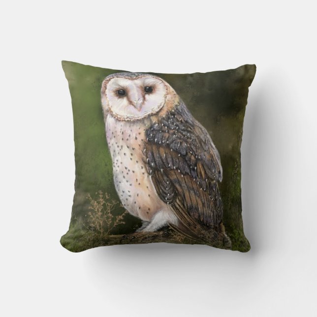 Barn Owl Throw Pillow (Front)