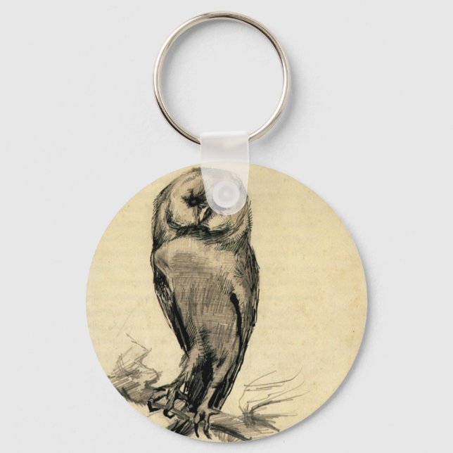 Barn Owl Viewed from the Front by Vincent van Gogh Key Ring (Front)