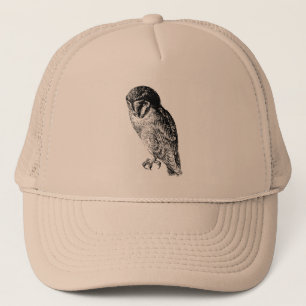 Barn Owl Vintage Wood Engraving Trucker Hat