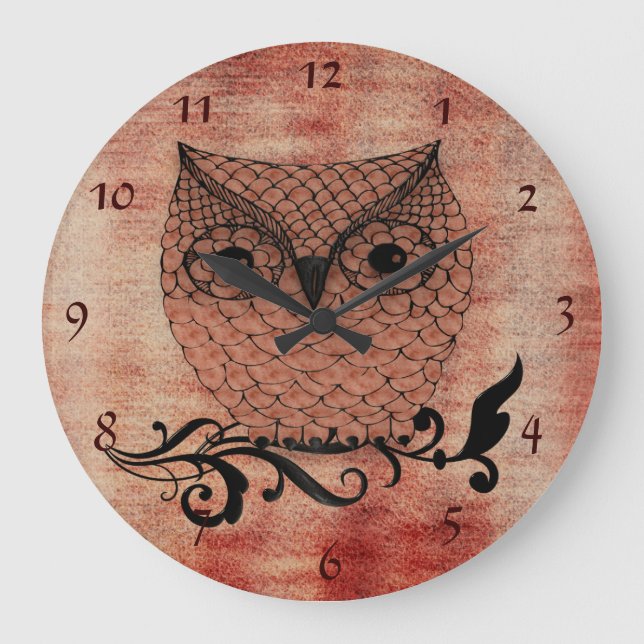 Barn Owl Whimsical Country Large Clock (Front)