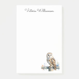 Barn Owl Wildlife Bird of Prey Custom Name Post-it Notes