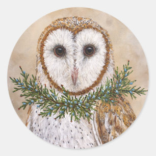 barn owl with cedar stickers