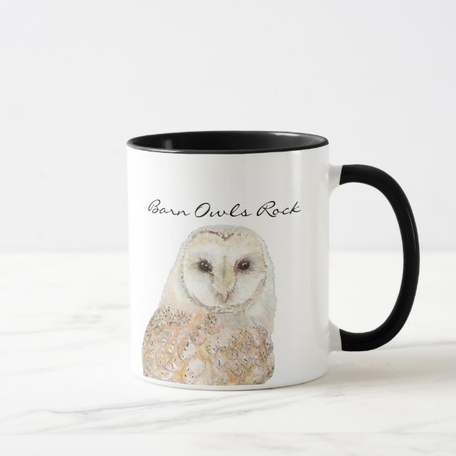 Barn Owls Rock- Watercolor Bird Collection Mug (Right)