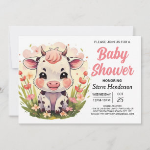 Barn Printable Pastel Cow Baby Shower  Invitation