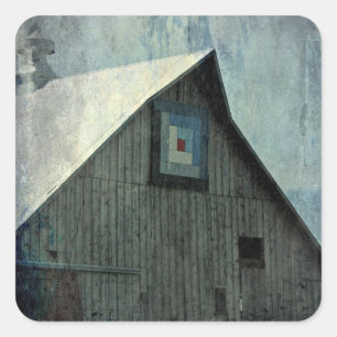 Barn Quilt Grunge Square Sticker