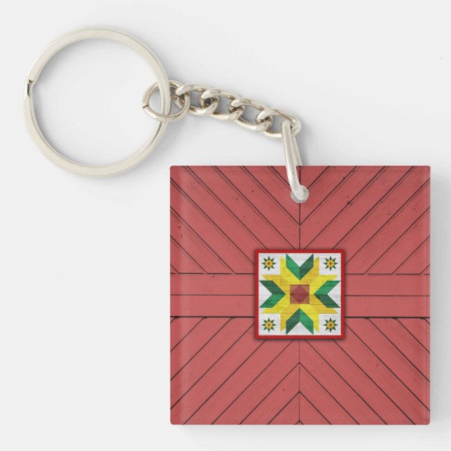 Barn Quilt Star 8 Key Ring (Front)