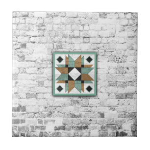 Barn Quilt Star 9 Ceramic Tile