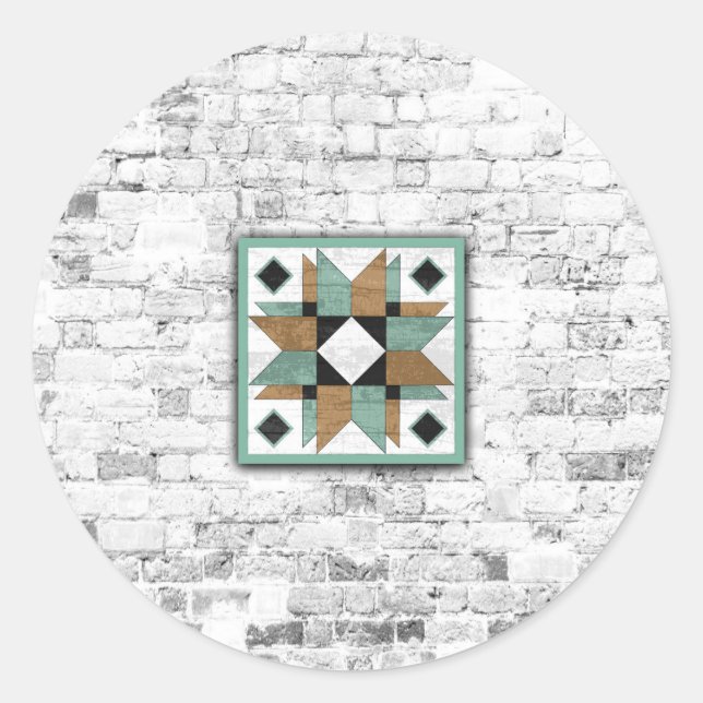 Barn Quilt Star 9 Classic Round Sticker (Front)
