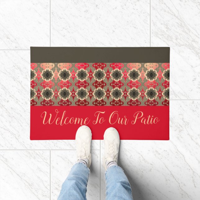 Barn Red Burgundy and Coral Doormat (Indoor)