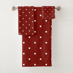 Barn Red With White Dots 2 Bath Towel Set