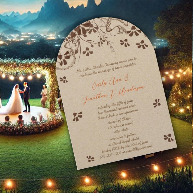 Barn Rustic Floral Arch Shape Wedding  Invitation (Creator Uploaded)