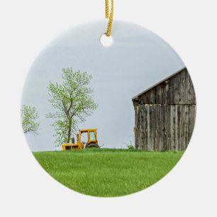 Barn Scene With Tractor Ceramic Tree Decoration