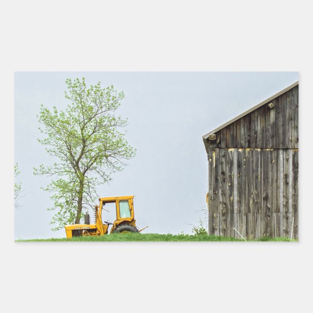 Barn Scene With Tractor Rectangular Sticker (Front)