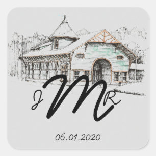 Barn Sketch Country Monogram Sticker