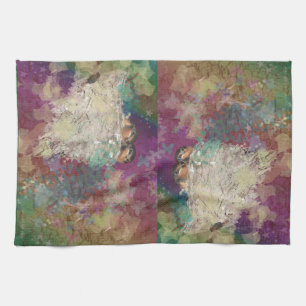 Barn Swallow Fantasy 60's Two Birds in a Nest Tea Towel