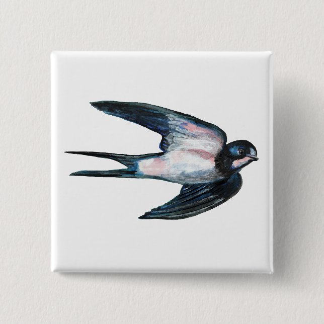 Barn Swallow Flying Illustration 15 Cm Square Badge (Front)