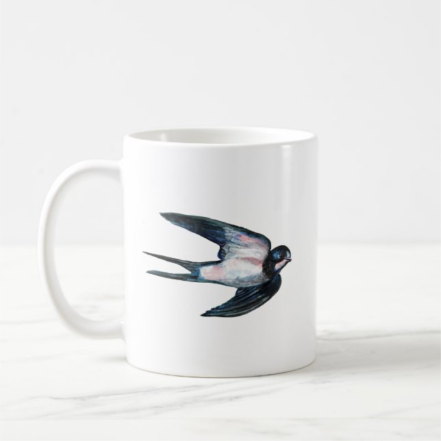 Barn Swallow Flying Illustration Coffee Mug (Left)