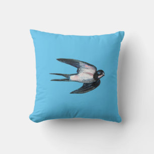 Barn Swallow Flying Illustration Cushion